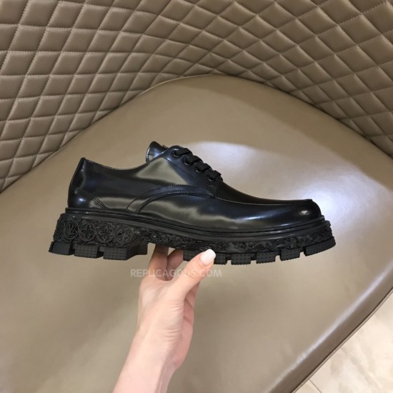 replica LEATHER LACE UP SHOES IN BLACK - LV463 UK