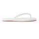 Christian Louboutin white spiked flat flip flop sandal side profile on white background