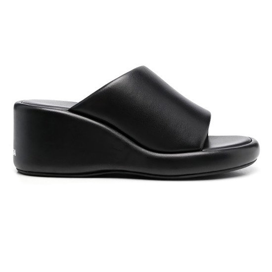 Replica Balenciaga 14829 BFR#11173 Buddha Luxury Replica Logo-Print Wedge Sandals In Black - Bbs23 Uk - 14829 - Buddha Luxury