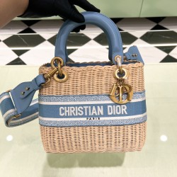 WICKER OBLIQUE MEDIUM LADY BAG CORNFLOWER BLUE UK