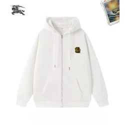 Burberry White Embroidered Monogram Zip-Through Hoodie Sweatshirt