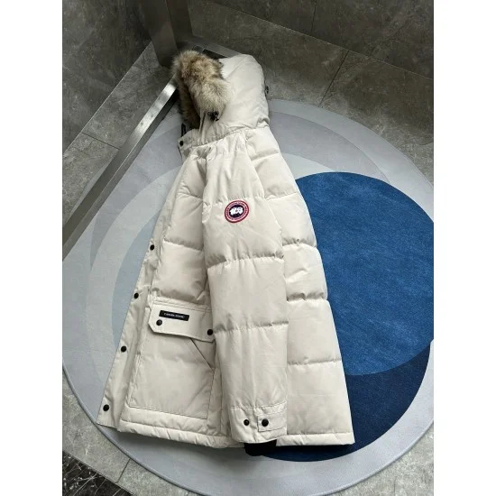 Canada Goose Men's Mens Light Neutral Parka Coat Detail Canada Goose Men's mens light neutral parka coat sleeve and pocket detail