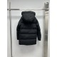 Canada Goose Men's Black Long Hooded Puffer Coat - Back View Back view of Canada Goose men's black long hooded puffer coat