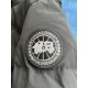Canada Goose Men's Charcoal Grey Hooded Puffer Coat Sleeve Patch Detail Canada Goose Men's Charcoal Grey Hooded Puffer Coat Sleeve Patch Detail