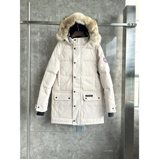 Canada Goose Men's Mens Light Neutral Parka Coat Front View Canada Goose Men's mens light neutral parka coat front view