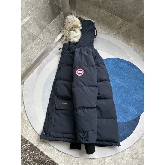 Canada Goose Men's Mens Navy Parka Coat Angled View Canada Goose Men's mens navy parka coat angled view