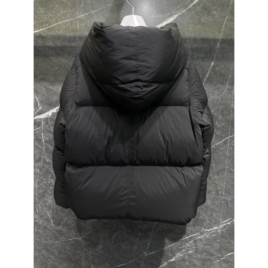 Canada Goose Women's black hooded puffer coat back view