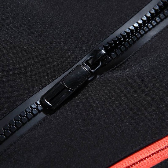 Men's Macro detail of the sturdy main zip runner and surrounding black fabric in black and white