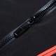 Men's Macro detail of the sturdy main zip runner and surrounding black fabric in black and white