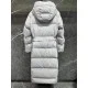 Canada Goose Women's Light Grey Belted Long Puffer Coat Back View