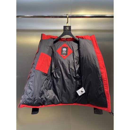 Canada Goose Women's Red Quilted Coat Interior Details