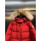 Canada Goose Women's Red Quilted Coat Hood Close-Up