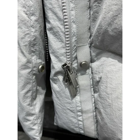 Canada Goose Women's Light Grey Belted Long Puffer Coat Zipper Detail