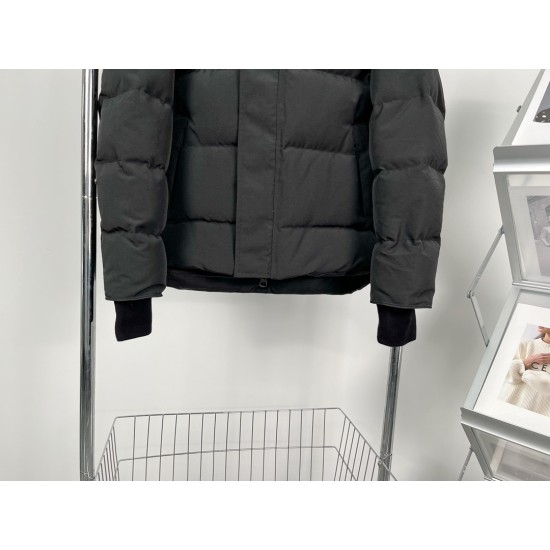 Canada Goose men's black puffer coat lower hem detail