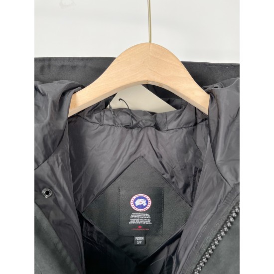 Canada Goose men's black puffer coat interior branding label