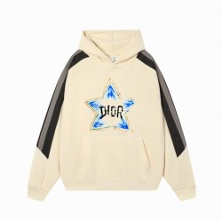 Dior Cream Star Graphic Oversized Hooded Sweatshirt Dior Cream Star Graphic Oversized Hooded Sweatshirt