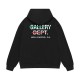 Back view of the Gallery Dept Black Printed Logo Fleece Pullover Hoodie showing large back graphic branding