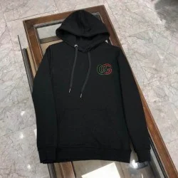 Gucci Black Cotton Drawstring Logo Hoodie Deep Gucci Black Cotton Drawstring Logo Hoodie Deep