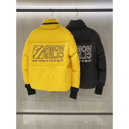 Moncler Men's Mens Puffer Coat Back View Moncler men's coat back view showing large logo and coordinate prints