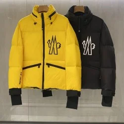 Moncler Men's Yellow Graphic Print Puffer Coat