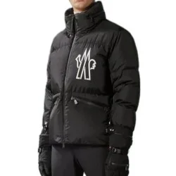 Moncler Men's Yellow Graphic Print Puffer Coat