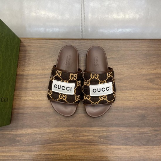 Replica Mens Gg Slide Sandals In Brown - Gcs30 Uk