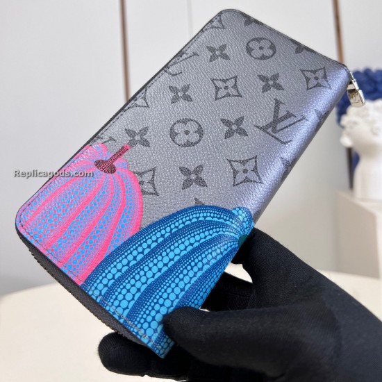 replica X YAYOI KUSAMA ZIPPY VERTICAL WALLET MONOGRAM ECLIPSE CANVAS M81971 UK