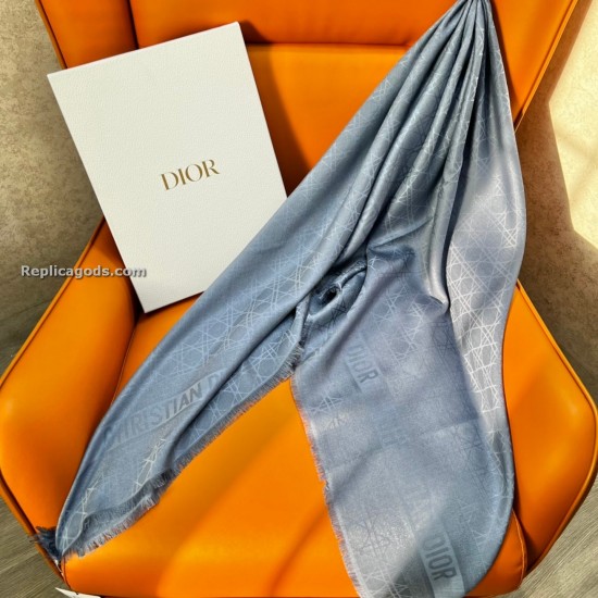 Replica Cannage Denim Shawl Denim Blue Wool Silk And Cashmere Uk