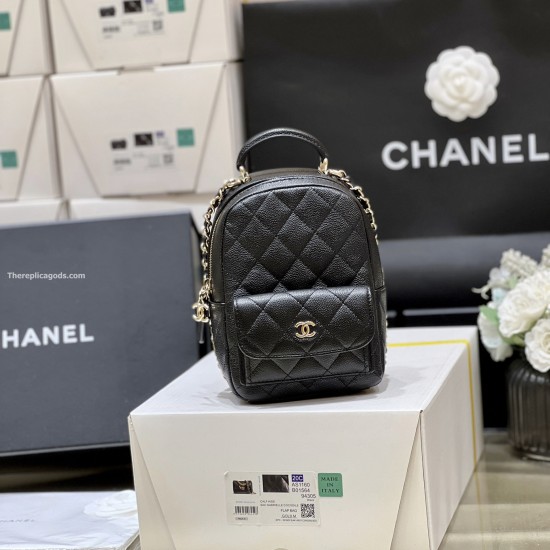 replica MINI BACKPACK BLACK GRAINED SHINY CALFSKIN & GOLD-TONE METAL AP3753 UK