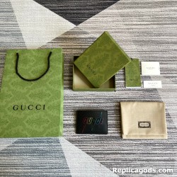 Gg Unisex Card Case With Blade Embroidery In Black Leather Uk