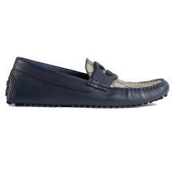 MEN'S INTERLOCKING G DRIVER BLUE LEATHER - GC391 UK
