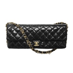 MAXI CLUTCH BAG SHINY LAMBSKIN & GOLD PLATED METAL UK