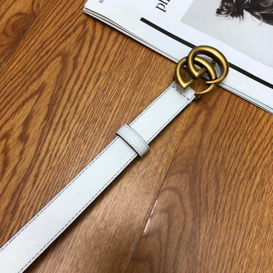 replica White Leather Belt With Double G Buckle - B15 UK