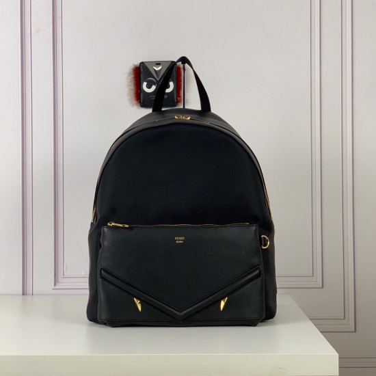 replica NYLON AND LEATHER BACKPACK BAG BLACK UK