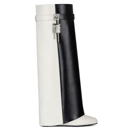 Replica SHARK LOCK BOOTS IN TWO TONE LEATHER IN BLACK AND WHITE - GVC150 UK replica SHARK LOCK BOOTS IN TWO TONE LEATHER IN BLACK AND WHITE - GVC150 UK