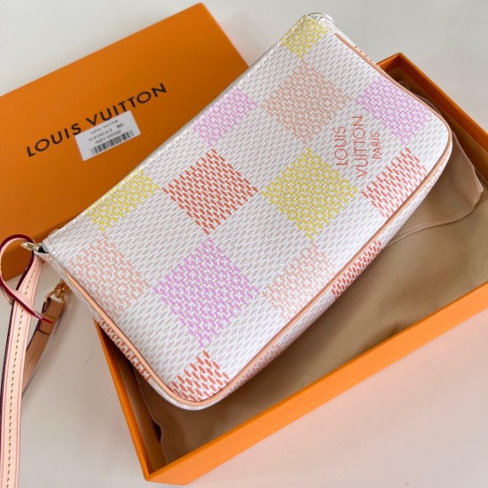 Replica L 12711 LFR#11126 Buddha Luxury Replica Pochette Accessoires Peach Pink Damier Coated Canvas N40642 Uk - 12711 - Buddha Luxury