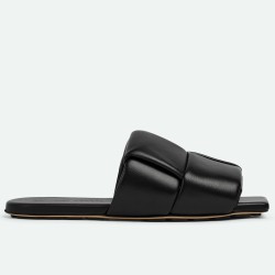 Bottega Veneta Patch Flat Slides In Black Lambskin UK