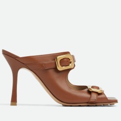 Bottega Veneta Stretch Buckle Mules in Caramel Calfskin UK