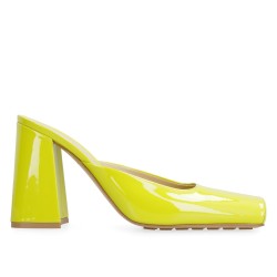Bottega Veneta Tower Mules In Yellow Patent Calfskin UK