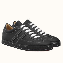 Hermes Hermès Boomerang Black Epsom Leather Low Top Trainers