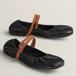 Hermes Jolly Ballet Flats In Black Nappa Leather Uk
