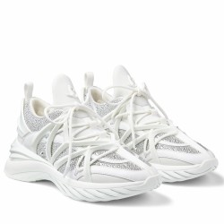 Jimmy Choo White Cosmos Crystal Embellished Low Top Trainers