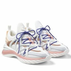 Jimmy Choo Cosmos Leather Trainers In White And Pink
