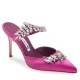 Replica Manolo Blahnik 2825 MB21 Buddha Luxury Replica Manolo Blahnik Lurum Crystal 90Mm Mules In Rose Red Satin Uk - 2825 - Buddha Luxury