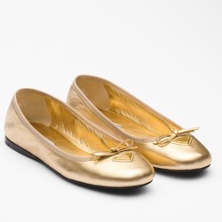 Prada Ballerinas in Gold Nappa Leather UK Prada Ballerinas in Gold Nappa Leather UK