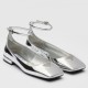 replica Prada Ballerinas In Silver Metallic Leather UK