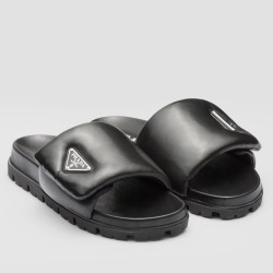 Prada Slides In Black Soft Padded Nappa Leather UK