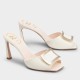 Replica Roger Vivier Trompette Metal Buckle Mules in White Patent Leather UK replica Roger Vivier Trompette Metal Buckle Mules in White Patent Leather UK