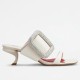 Replica Roger Vivier Viv Choc Side Strass Buckle Mules in White Leather UK replica Roger Vivier Viv Choc Side Strass Buckle Mules in White Leather UK