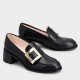 replica Roger Vivier Viv Rangers Metal Buckle Loafers in Black Leather UK